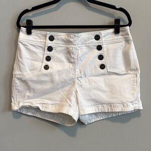 Express High Waist White Nautical Buttoned Women's Shorts